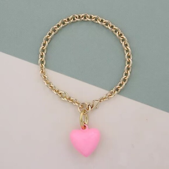 Roxanne Assoulin The Mini Puffy Heart Bracelet Pink - Picture 3 of 4